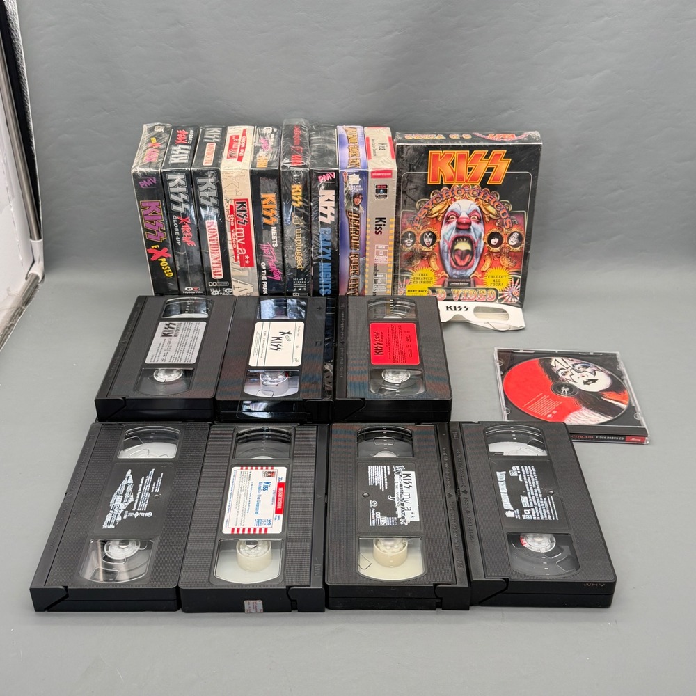 Lot of 10: Vintage KISS VHS Video Tapes RARE Music Songs Rock Group